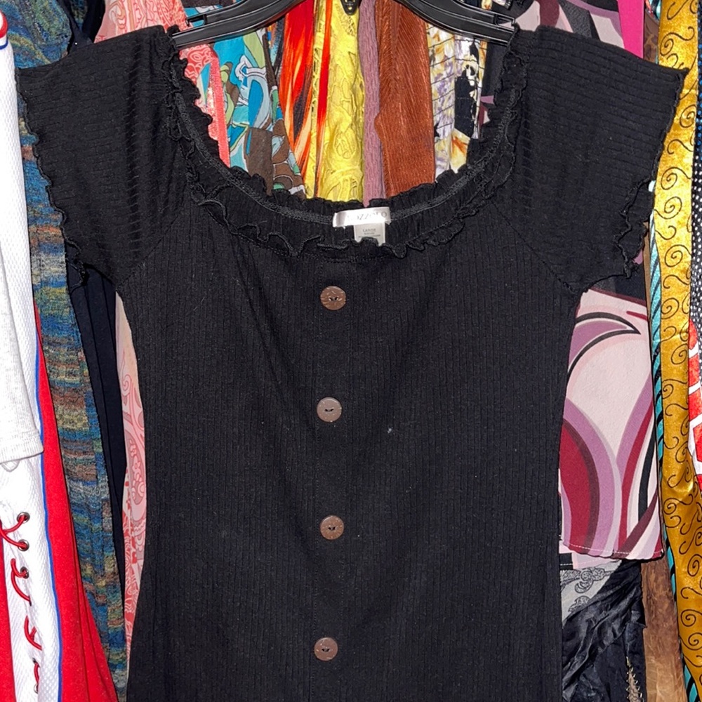 Black cotton mini dress